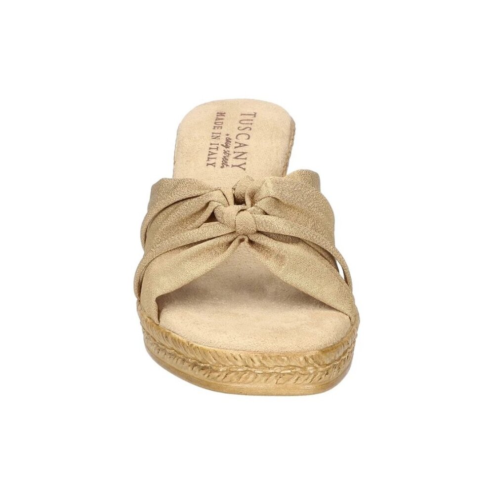 NWOB Easy Street Ghita Slip-on Wedge Sandals Natural Crepe Sz 8.5 Wide